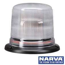 NARVA Eurotech LED Strobe/Rotating Light With Flange Base - Clear Lens / Amber Light
